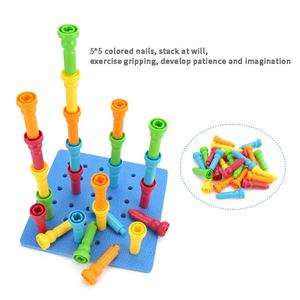 Apprentissage précoce empilable cheville conseil <span class=keywords><strong>brique</strong></span> de construction motricité fine enfant d'âge préscolaire enfants jouet éducatif ensemble de blocs de construction - Product Image 3