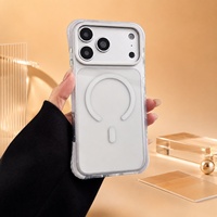 Coque de téléphone magnétique transparente minimaliste pour iPhone avec logo personnalisé