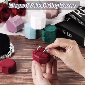High-End Ultra-Fine Velvet Ultra-Fine Fiber Octagonal Spray <b>Box</b> for Diamond <b>Ring</b> Necklace Square - Product Image 4
