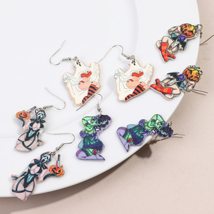 ต่างหูอะคริลิคพิมพ์ลายแบบโอเวอร์ไซส์ สไตล์โกธิค ตลก เซ็กซี่ สำหรับผู้หญิง แต่งกายฮาโลวีน หมวกฟักทอง ผี ชุดบิกินี่เซ็กซี่ ฮิปฮอป - Product Image 4