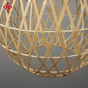 XH tejido a mano bambú yute mimbre papel cadena araña colgante pantalla plástico ratán iluminación - Product Image 5