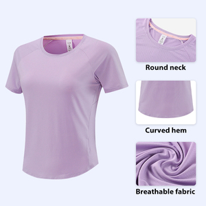 Camiseta Deportiva Ligera y Transpirable para Mujer, Cuello Redondo, Mangas Cortas Holgadas para Correr - Product Image 3