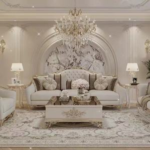 أريكة قطاعية فاخرة على الطراز الفرنسي القصري، مصنوعة من الخشب الصلب المنحوت، بأسلوب أوروبي شبه كلاسيكي لغرفة المعيشة وأثاث الفيلات - Product Image 2