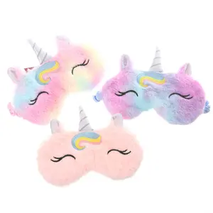 Cute Animal Horn Sleeping Sleep Mask Soft Plush Blindfold Cute Rabbit Panda Koala Eye Cover Eyeshade para Crianças Adolescentes Meninas Mulheres