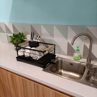 Séchoir à vaisselle moderne Supports de rangement Accessoires de cuisine Egouttoir à vaisselle monocouche Egouttoir à vaisselle en acier inoxydable