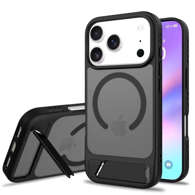 Magnetic Phone Case with Kickstand Shockproof & Anti-Drop Compatible with 12/13/14/15/16/17 Pro Max Series Heavy Duty Protection