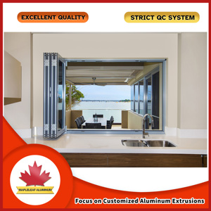<span class=keywords><strong>Ventana</strong></span> de vidrio plegable moderna <span class=keywords><strong>Ventana</strong></span> plegable de acordeón panorámica apilable de aluminio - Product Image 3