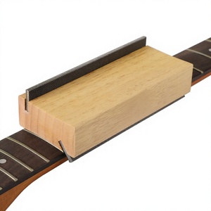 Muspor Lime de nivellement de frettes de <span class=keywords><strong>guitare</strong></span> 2-en-1 et outil de chanfreinage double angle 35/90 degrés (avec courbure) en bois d'olivier et acier au carbone - Product Image 1