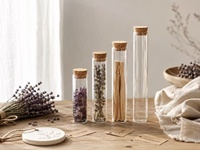 Frascos de Vidrio Transparente de 15 ml, Tubos de Ensayo con Tapón de Corcho, Forma Cilíndrica, 1.5 cm de Grosor, con Estampado Dorado en Relieve