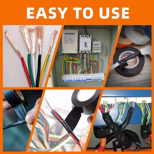 SNHOHIAK Paquete de 10 Cintas Eléctricas Negras Impermeables Resistentes a Altas Temperaturas de 3/4 X 60 pies <span class=keywords><strong>para</strong></span> Uso en Interiores y Exteriores, Aislamiento de Voltaje Máximo - Product Image 6