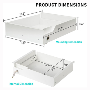 JH-Mech Under <strong>Desk</strong> Mounted Pull Out <strong>Drawer</strong> <strong>with</strong> Lock Metal Slim Self-Adhesive Under <strong>Desk</strong> <strong>Drawer</strong> Organizer - Product Image 2
