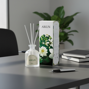 Aikun Gift Shop Low MOQ 3 Day Sample 7 Day Ship Any Scent Lasting 250ML Sticker Round Glass Bottle Floral Box Reed <b>Diffuser</b> Set - Product Image 1