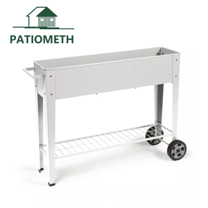 <span class=keywords><strong>Jardinière</strong></span> <span class=keywords><strong>sur</strong></span>élevée en métal à montage facile <span class=keywords><strong>sur</strong></span> <span class=keywords><strong>roulettes</strong></span>, bac à plantes mobile pour légumes et fleurs, structure extérieure durable et étanche - Product Image 4