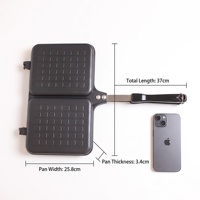 Pembuat Sandwich Anti Lengket Bergaris Ganda 25x33cm untuk Kompor Gas dengan Kunci Engsel, Cocok untuk Dapur Rumah dan Berkemah