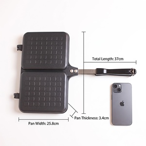 Plancha <span class=keywords><strong>para</strong></span> Sándwiches Antiadherente de Doble Rejilla a Rayas, 25x33cm, con Cierre de Seguridad, <span class=keywords><strong>para</strong></span> Cocina, Hogar y Camping - Product Image 5