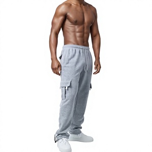 Men's Gray Lightweight Cargo Sweatpants Elastic Waist Drawstring Multiple Pockets Casual Jogger Pants OEM Service Summer - Product Image 2