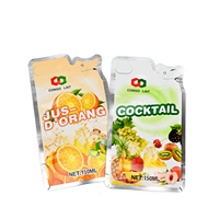 Sachets en plastique personnalisés pour boissons fraîches liquides, avec support intégré pour pailles, pour machines de remplissage de jus en aluminium