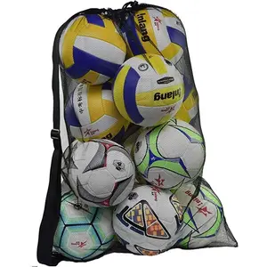 YIWU QIYE Wholesale customized high-capacity football basketball volleyball storage mesh bag store and backpack drawstring bag