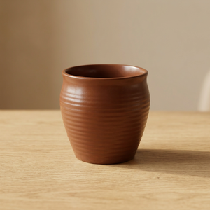 Taza de Té de Cerámica Hecha a Mano, Color Marrón, Acanalada, Reutilizable, para Chai, para el Hogar, Fiestas y Restaurantes - Product Image 3