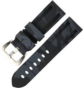 Correas de reloj de camuflaje de silicona para <span class=keywords><strong>Panerai</strong></span>, bandas de reloj de goma antisudor impermeables de 22mm y 24mm - Product Image 6
