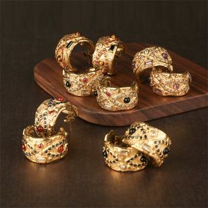 ต่างหูสตั๊ดสแตนเลสสตีลดีไซน์รูปตาปีศาจสไตล์วินเทจพร้อมเพทายทอง18K ของขวัญหินแท้สำหรับผู้หญิง - Product Image 1