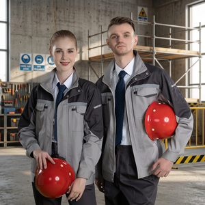 Veste de travail de sécurité unisexe, réfléchissante, bicolore gris et noir, uniforme - Product Image 4