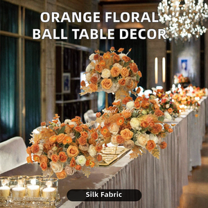Orange Handmade Bohemian Silk Floral Ball <b>Artificial</b> Centerpiece Wedding Event Table Decoration - Product Image 5