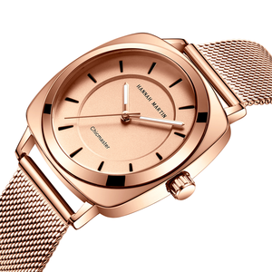 HANNAH MARTIN 106 di Modo di Marca delle Donne <span class=keywords><strong>Orologi</strong></span> Bracciale In Acciaio Inossidabile Orologio Da Polso Semplice Manopola del Quadrato Orologio Al Quarzo Impermeabile - Product Image 3