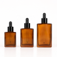 Bouteilles en verre ambré pour huiles essentielles de 30 ml, 50 ml, 100 ml, avec bouchon à vis en aluminium noir, compte-gouttes, cylindre de haute qualité, crème pour le visage personnalisée