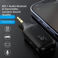 Penerima & Pengirim Nirkabel Mobil 3 in 1, Adaptor Audio BT Hands-Free untuk TV Komputer, Adaptor Panggilan Hands-Free 3.5 Aux