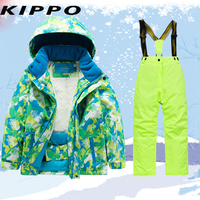 Ensemble 2 pièces veste de ski imperméable pantalon pour garçons combinaison de neige chaude à capuche pour enfants vêtements d'hiver pour enfants