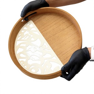 Boîte à mouchoirs multifonctionnelle en métal blanc avec dessus en bois de luxe, calligraphie arabe faite à la main, design découpé au laser pour la décoration de la maison - Product Image 6
