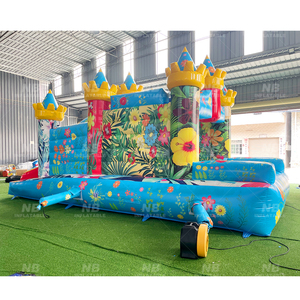 บ้านลมเป่าลมสำหรับเด็กเล่นกลางแจ้งพร้อมสไลเดอร์ ปราสาทลมเป่าลม บ้านเด้งดึ๋ง ปาร์ตี้พูล พร้อมเครื่องเป่าลม - Product Image 4