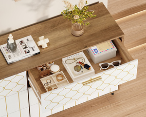Armoire de rangement blanche moderne de luxe avec 6 <span class=keywords><strong>tiroirs</strong></span> Grande <span class=keywords><strong>commode</strong></span> Armoire de salon en bois pour entrée chambre - Product Image 4