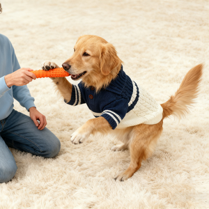 Gaya klasik ramah lingkungan kustom Sweater anjing rajutan katun poliester cetak musim dingin musim semi pabrik grosir pakaian hewan peliharaan - Product Image 5