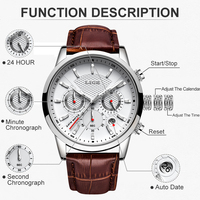 Montre LIGE pour homme, montre de sport en cuir, montre militaire pour homme, montre à quartz chronographe, montre masculine, Relogio Masculino
