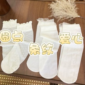 Calcetines transparentes para mujer con ribete de encaje, diseño de lunares, estilo fino de verano, absorbentes del sudor, resistentes a los olores, para exteriores - Product Image 3