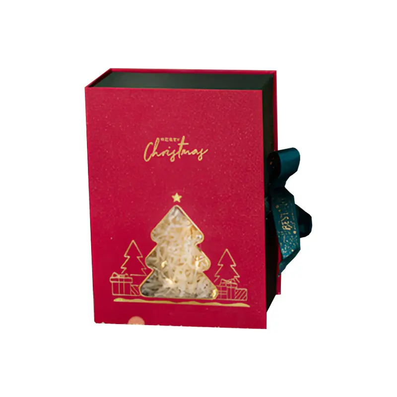 Transparent tree window xmas small boxes for florals retail towel jewelry christmas gift box