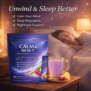 Polvo Calm & Reset para Relajación Profunda con Ashwagandha, Magnesio, L-Teanina, Vitamina D3, para el Equilibrio del Estrés y el Cortisol, Apoyo para el Sueño y el Estado <span class=keywords><strong>de</strong></span> Ánimo - Product Image 1