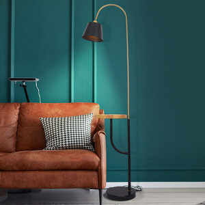 Minimalist <b>Floor</b> <b>Lamp</b> with Tray White Drum <b>Shade</b> LED E26 Base Metal Body Dimmable Soft Warm White Light 3500K Adjustable Height - Product Image 4
