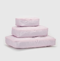3 Cubes d'emballage de compression légers en polyester Sacs de voyage à la mode avec fermeture à glissière avec logo personnalisé et caractéristique pliable