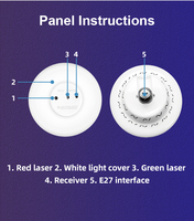 Emslaser E27 Lumières laser rouges et vertes activées par le son pour les fêtes, les DJ, les scènes, avec 24 motifs, montage suspendu, indice de protection IP33, lumière LED