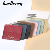 Baellerry sarung kartu kulit wanita, dompet minimalis mewah olahraga RFID dengan tempat kartu saku ramping untuk penggunaan kredit
