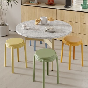 Nordic Style Thickened Plastic Stackable Stool For Home Living Room Modern Design Adult Bench Round Chair High Height Furniture - Product Image 4