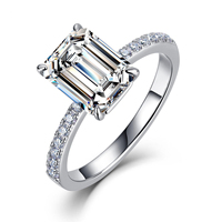 Bague de Fiançailles Solitaire en Argent Sterling 925 avec Moissanite Taille Émeraude 7x9mm, Plaqué Or Vermeil Personnalisé, Bijoux Fins pour Femme – Vente en Gros