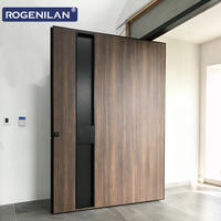 ROGENILAN Porte d'entrée extérieure personnalisée, sécurité, villa moderne, anti-effraction, portes pivotantes en bois massif pour maisons