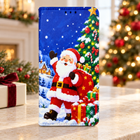 Casing HP Kulit PU Custom Motif Natal 2026, Model Flip Cover untuk iPhone 18 Pro Max 17 16 15 14 dengan Slot Kartu, Grosir OEM
