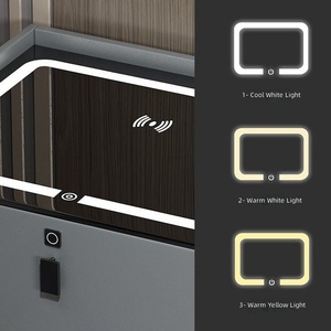 Intelligent <strong>Bedside</strong> <strong>Table</strong> with 15W Wireless Charger Fingerprint Security Lock Bluetooth Sound System <strong>LED</strong> Light Nightstand - Product Image 3