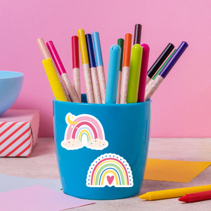 Hecion 50 Uds. <span class=keywords><strong>Pegatinas</strong></span> de colores arcoíris para libro, cuaderno, equipaje, caja de regalo de cumpleaños, <span class=keywords><strong>pegatinas</strong></span> para niño y niña, pegatina de lápiz con botón para el hogar - Product Image 5
