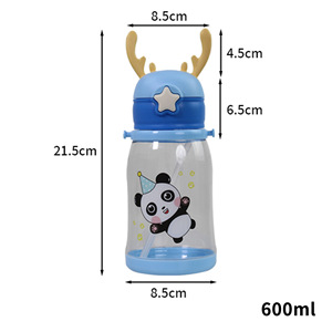 Gobelet à paille pour enfants OEM économique, grande capacité, motif cornes de cerf, nouveau modèle tendance, dessin animé, pour étudiants et activités de plein air, avec cordon, respectueux de l'environnement - Product Image 4